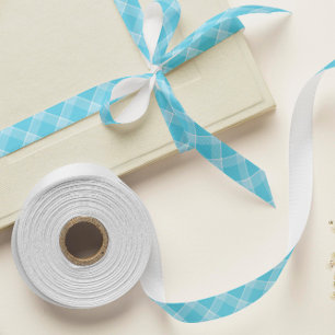 Baby Blue Kariert Satin Ribbon - Babydusche & Gesc Satinband