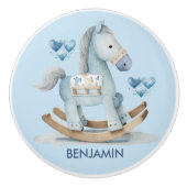 Baby Blue Kinderzimmer Rocking Horse Name Drawer Keramikknauf (Vorderseite)