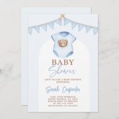 Baby Blue Kleidung Baby Shower Boy Einladung (Vorne/Hinten)