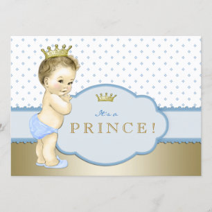 Baby Blue Kleiner Prinz Babyparty Einladung
