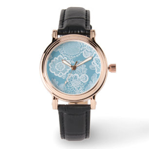 Baby Blue Lace AI-Kunst  Armbanduhr