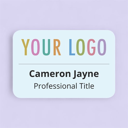 Baby Blue Large Nametag mit Logo-abgerundeten Ecke Namensschild