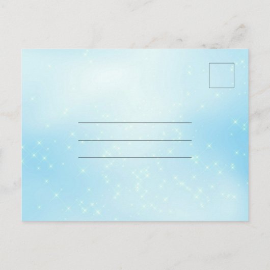 Baby Blue Light Gold Quinceanera Save the Date Postkarte (Rückseite)