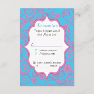 Baby Blue & Light Pink Quinceañera Spanische UAWG Einladung