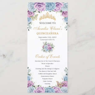 Baby Blue Lila Floral Quinceañera Veranstaltungspr Programm