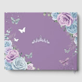 Baby Blue Lila Lilac Floral Silver Quinceañera Gästebuch (Rückseite)