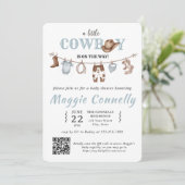 Baby Blue Little Cowboy is on the Way Einladung (Stehend Vorderseite)