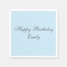 Baby Blue Minimalist Birthday Party Napkins Serviette