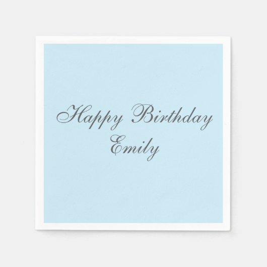 Baby Blue Minimalist Birthday Party Napkins Serviette (Vorderseite)