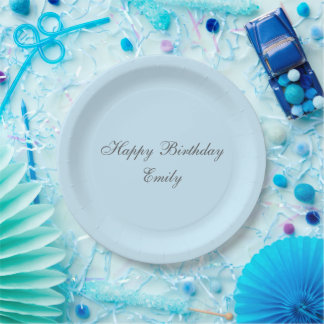 Baby Blue Minimalist Birthday Party Paper Plates Pappteller