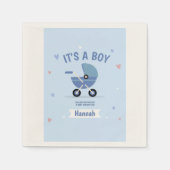 Baby Blue Minimalistisch Boy Baby Dusche Einladung Serviette (Vorderseite)