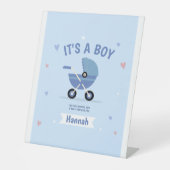 Baby Blue Minimalistisch Boy Baby Dusche Einladung Sockelschild (Vorderseite)