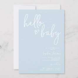Baby Blue Minimalistisch Modern Boho Baby Dusche Einladung