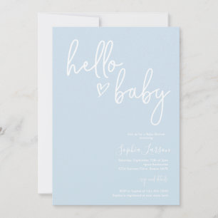 Baby Blue Minimalistisch Modern Boho Baby Dusche Einladung