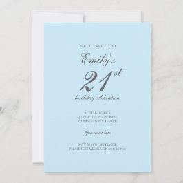Baby Blue Minimalistische Einladung zum 21. Geburt