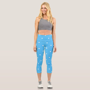Baby Blue mit weißen Punkten Capri Leggings