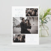 Baby Blue Modern 3 Custom Photos Wedding (Stehend Vorderseite)