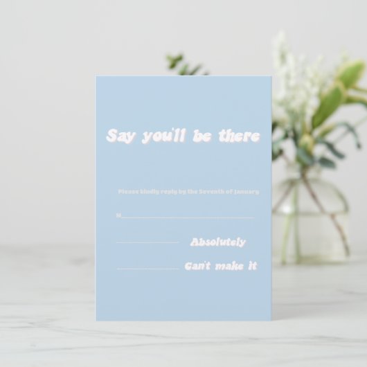 Baby Blue Modern Wedding Card Begleitkarte (Stehend Vorderseite)