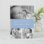 Baby Blue Multiple Foto Geburtserklärung Ankündigung (Stehend Vorderseite)