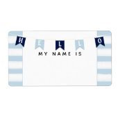 Baby Blue Nautical Hallo Mein Name ist Aufkleber (Vorne)