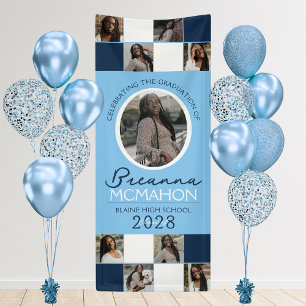 Baby Blue & Navy 9 Foto Collage Abschluss Vinyl Banner