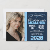 Baby Blue & Navy Abschluss Foto Einladung (Vorderseite)