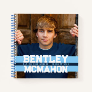 Baby Blue & Navy Foto Abschluss Guestbook Notizblock