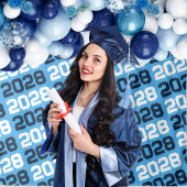 Baby Blue Navy Jährliche Abschluss Hintergrund Wandteppich