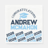 Baby Blue Navy Personalisiert Graduation Party Pap Serviette (Vorderseite)