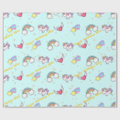 Baby Blue Niedlich Rainbow Unicorn Star Magical Geschenkpapier (Flach)