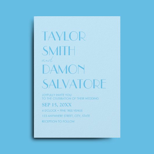 Baby Blue Ocean Bold Retro Wedding Einladung