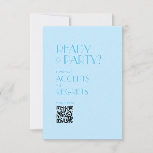 Baby Blue Ocean Bold Wedding QR Code RSVP Karte (Vorderseite)