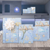 Baby Blue Octopus & Seepferd unter dem Meer Geschenkpapier