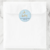 Baby Blue "Oh Baby" Imitate Gold Foil Confetti Runder Aufkleber (Tasche)