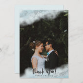Baby Blue Ombre Silver Wedding Dankeskarte (Vorne/Hinten)