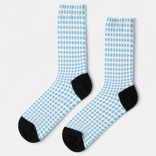 Baby Blue on White Medium Horiz. Polka Dots Socks Socken (Linkes Detail)