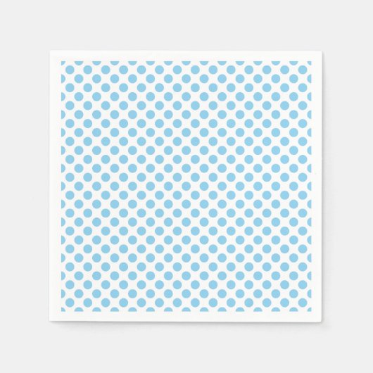 Baby Blue on White Medium Polka Dots Paper Serviette (Vorderseite)