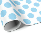 Baby Blue on White Medium Size Polka Dots Geschenkpapier (Rolleneckpunkt)