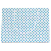 Baby Blue on White Medium Size Polka Dots Große Geschenktüte (Vorderseite)