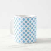 Baby Blue on White Medium Size Polka Dots Muster Kaffeetasse (Vorderseite Links)