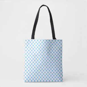 Baby Blue on White Medium Size Polka Dots Muster Tasche