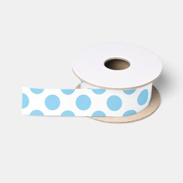 Baby Blue on White Medium Size Polka Dots Ribbon Satinband