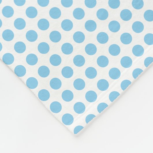 Baby Blue on White Small Horizontal Polka Dots Fleecedecke (Ecke)