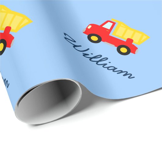 Baby Blue Packpapier mit Spielzeug-Müllwagen (Rolleneckpunkt)