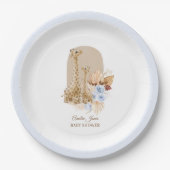 Baby Blue Pampas Grass Giraffe Baby Dusche Pappteller (Vorderseite)