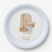 Baby Blue Pampas Grass Giraffe Baby Dusche Pappteller (Vorderseite)