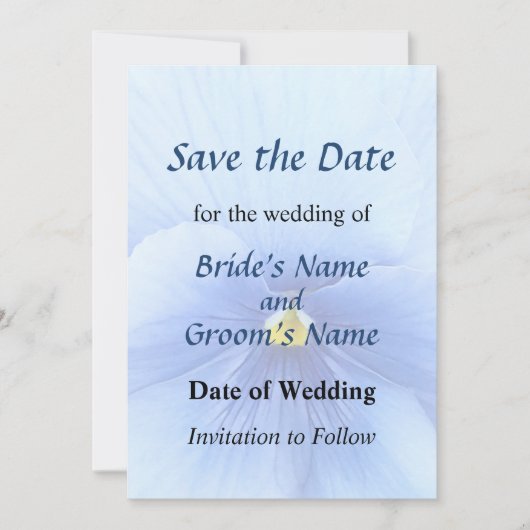 Baby Blue Pansy Save the Date (Vorderseite)