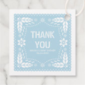 Baby blue papel picado Danke Baby Boy Dusche Geschenkanhänger (Rückseite)