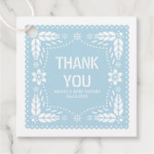 Baby blue papel picado Danke Baby Boy Dusche Geschenkanhänger (Vorderseite)