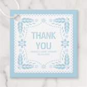 Baby Blue Papel picado Danke Baby Boy Dusche Geschenkanhänger (Vorderseite)